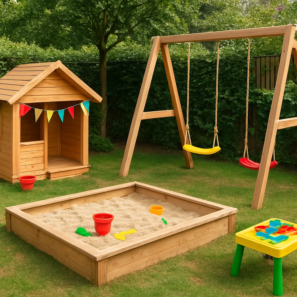 Kinderhoek in tuin zelf maken ideeën