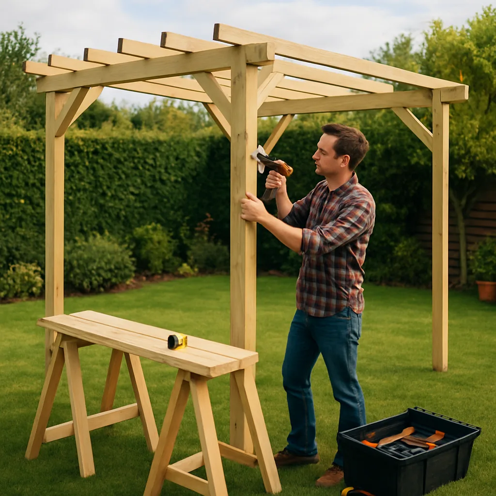 Pergola zelf bouwen met basis gereedschap