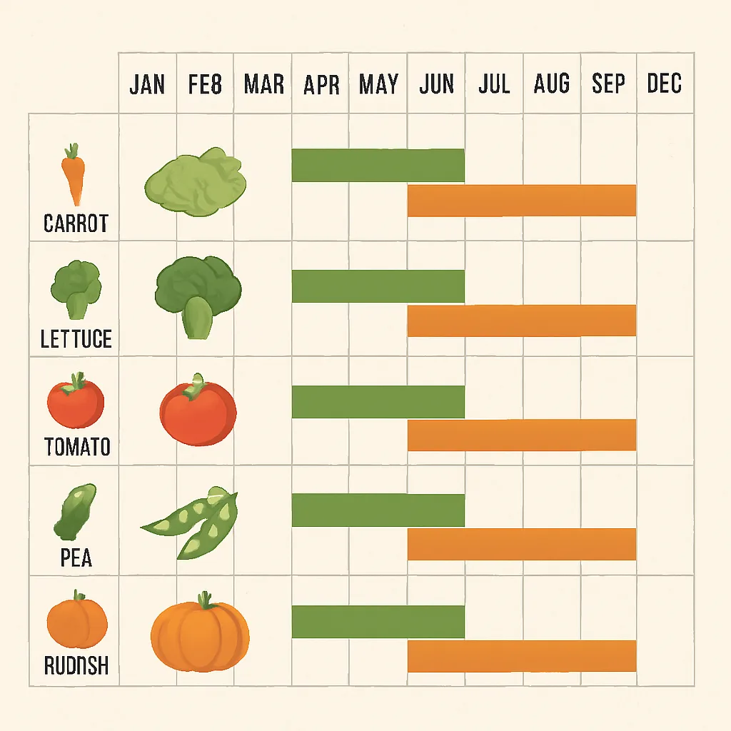 Seizoenskalender voor groenten zaaien en oogsten